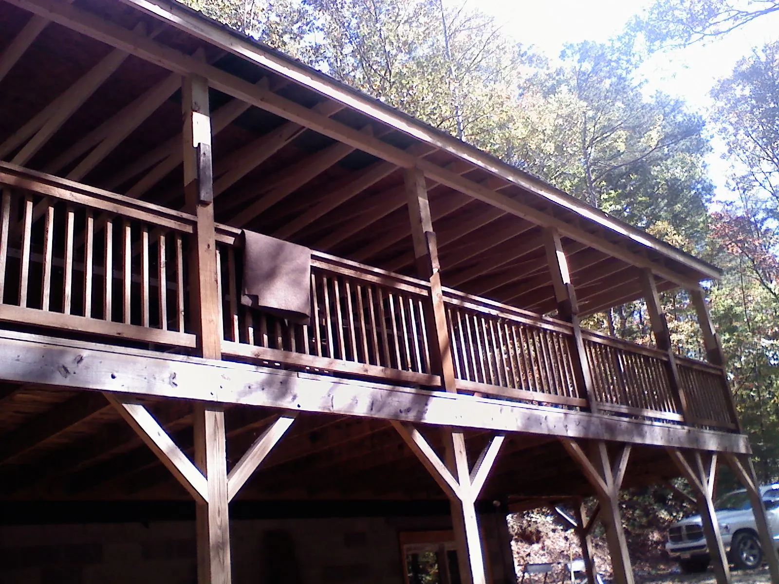 Timber framing under a new elevated porch and deck — Roof Leak Repair in Lititz by Roofing Brothers